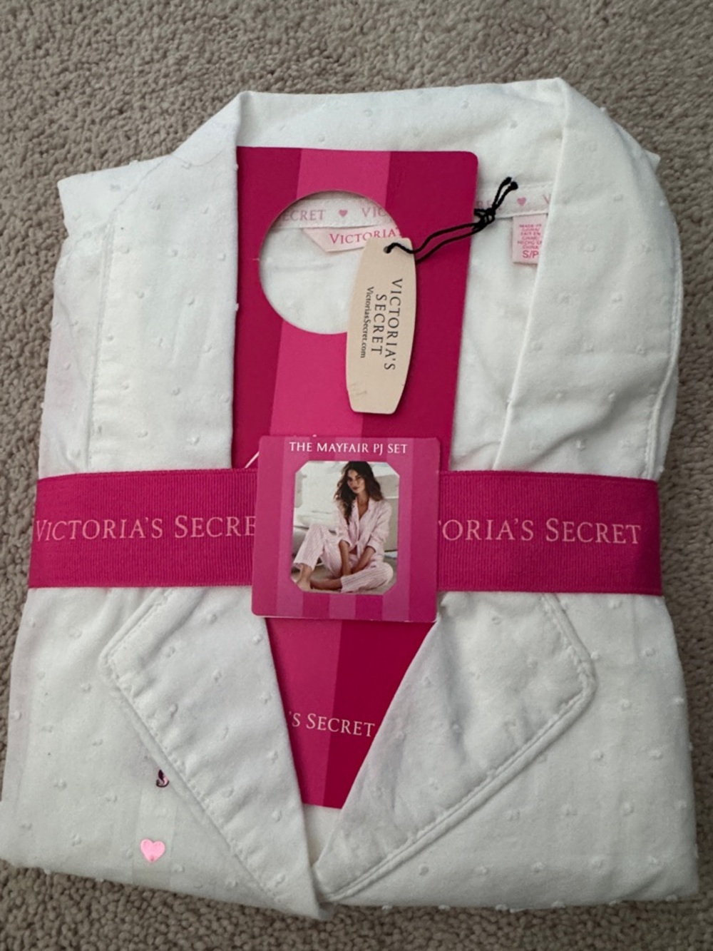 Victoria's Secret White Mayfair Dot-Texture Pajama Set
